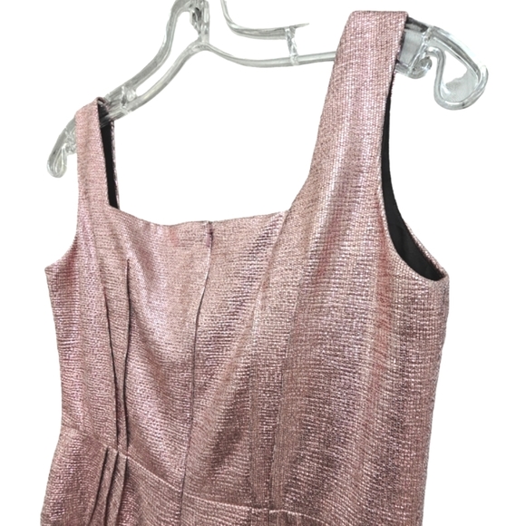 Emilia Wickstead Judi Crepe Rose Gold Metalic Sleeveless Cocktail Mini Dress - Picture 13 of 17